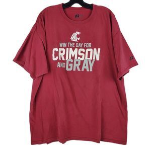 WASHINGTON STATE COUGARS Shirt Adult XXL Red CRIMSON AND GRAY Spell Out College